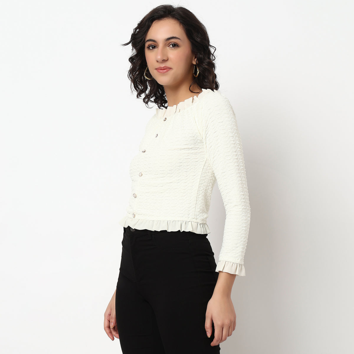 Buy Women Slim Fit Solid Full Sleeve Top  - Style Union