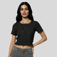 Structured Crop Top With Bows At Centre