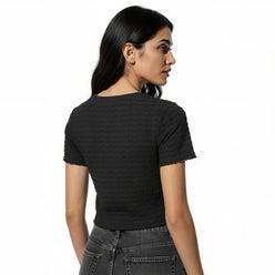 Structured Crop Top With Bows At Centre