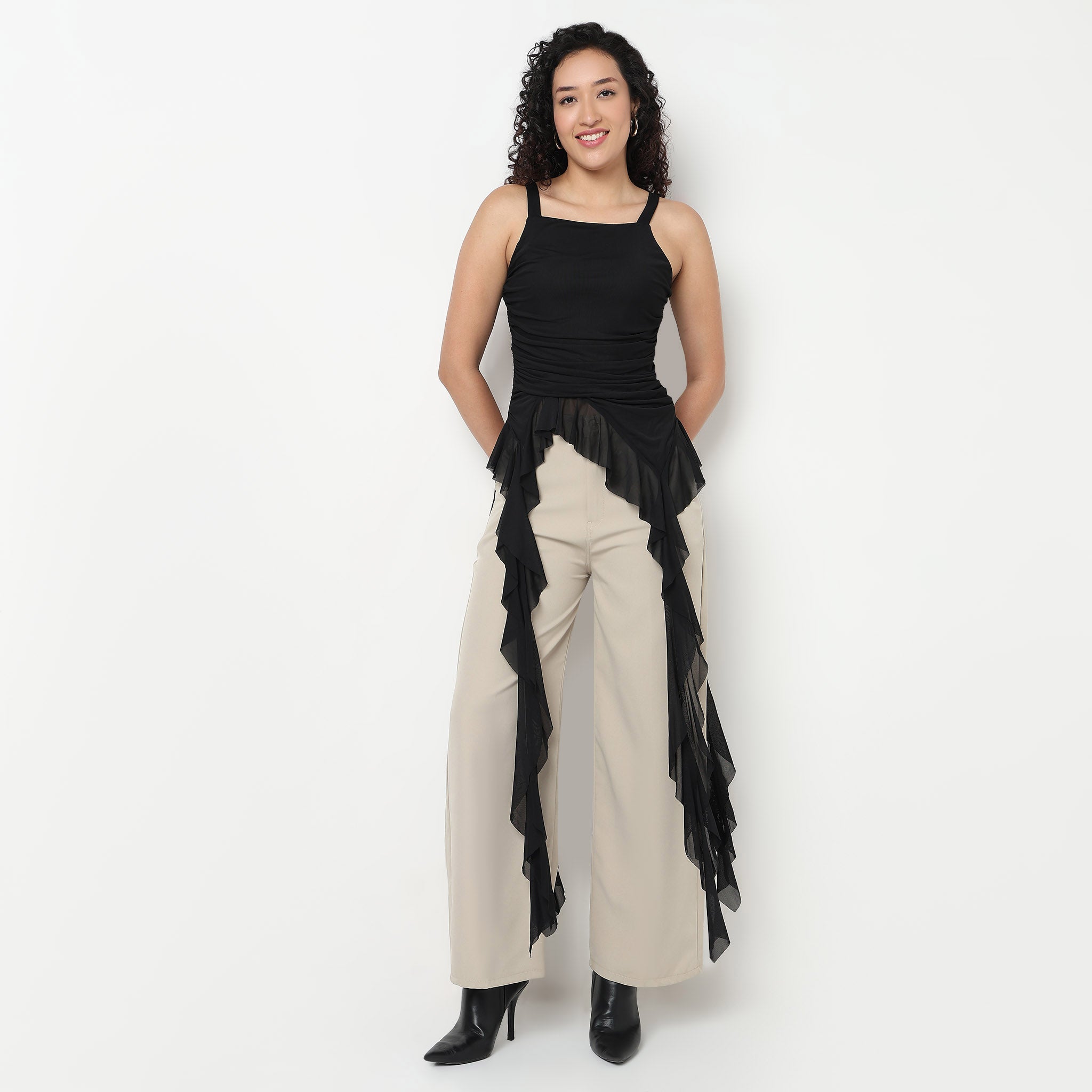 Buy Women Slim Fit Solid Sleeveless Top  - Style Union