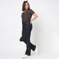 V-Neck Top With Front Button Opening And Side Ruching