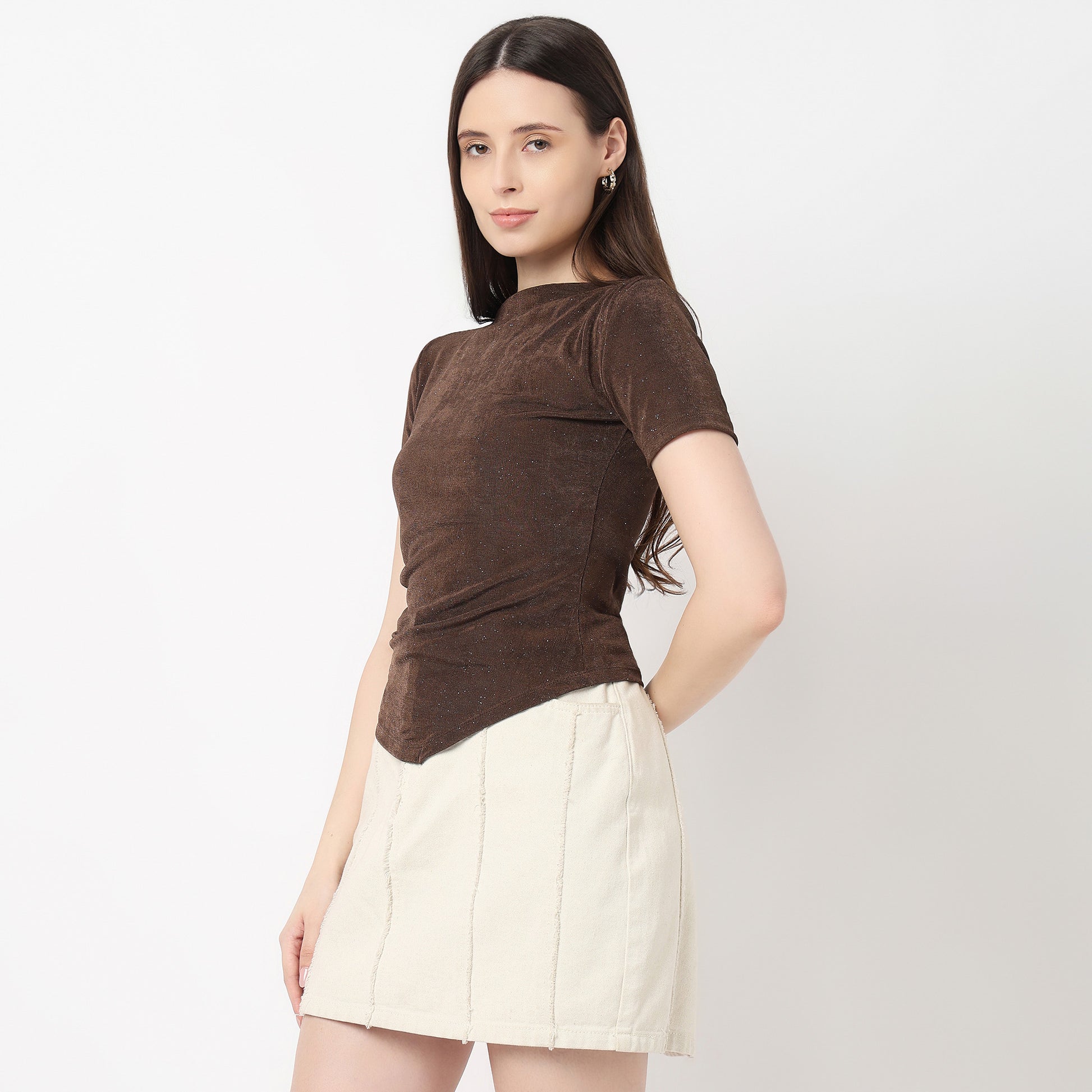 Fitted Betty Top With V Hem