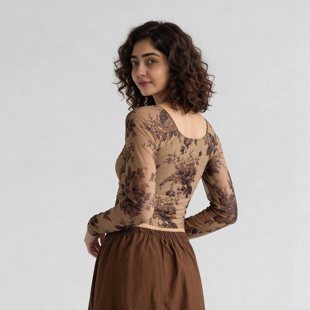 Top Full Less Buy Now - V-Neck Full Sleeves Asymmetrical Crop Top -Style Union