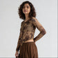 V-Neck Full Sleeves Asymmetrical Crop Top