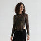 Floral Mesh Top With Ruching At Sides