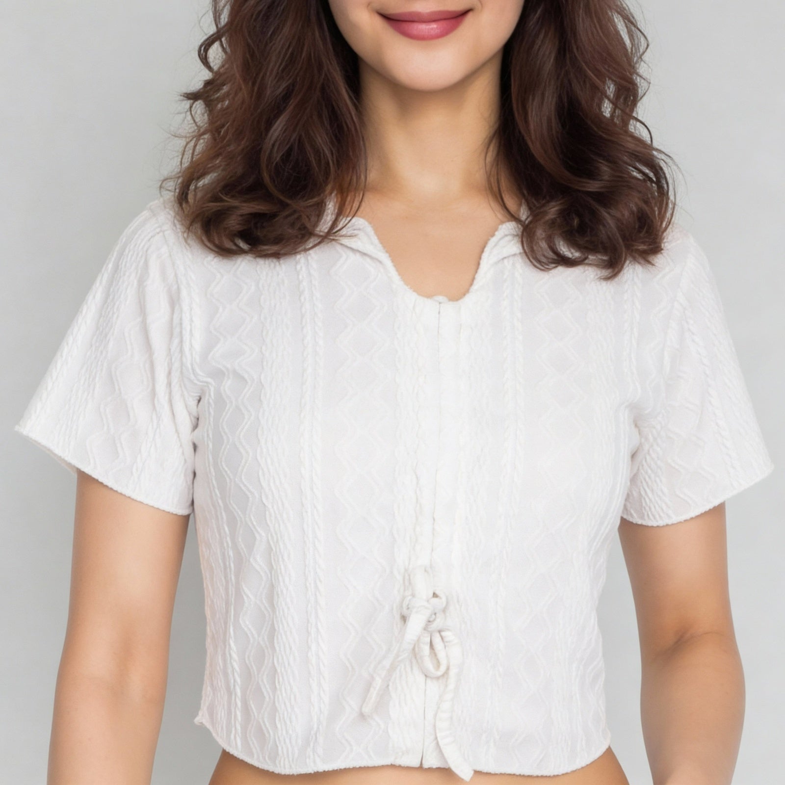 Polyester Elastane Solid Short Sleeve Top