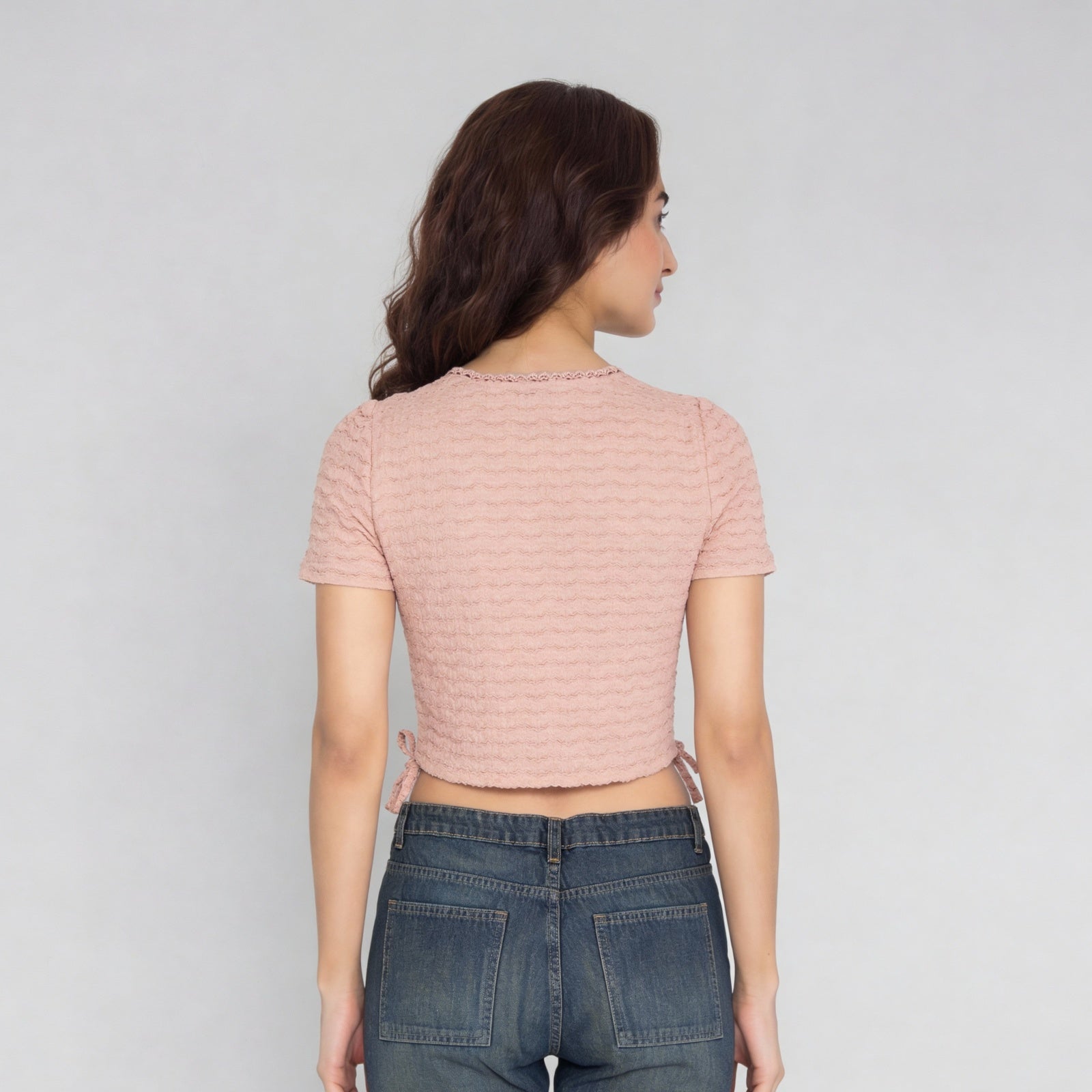 Structured V-Neck Cropped Top
