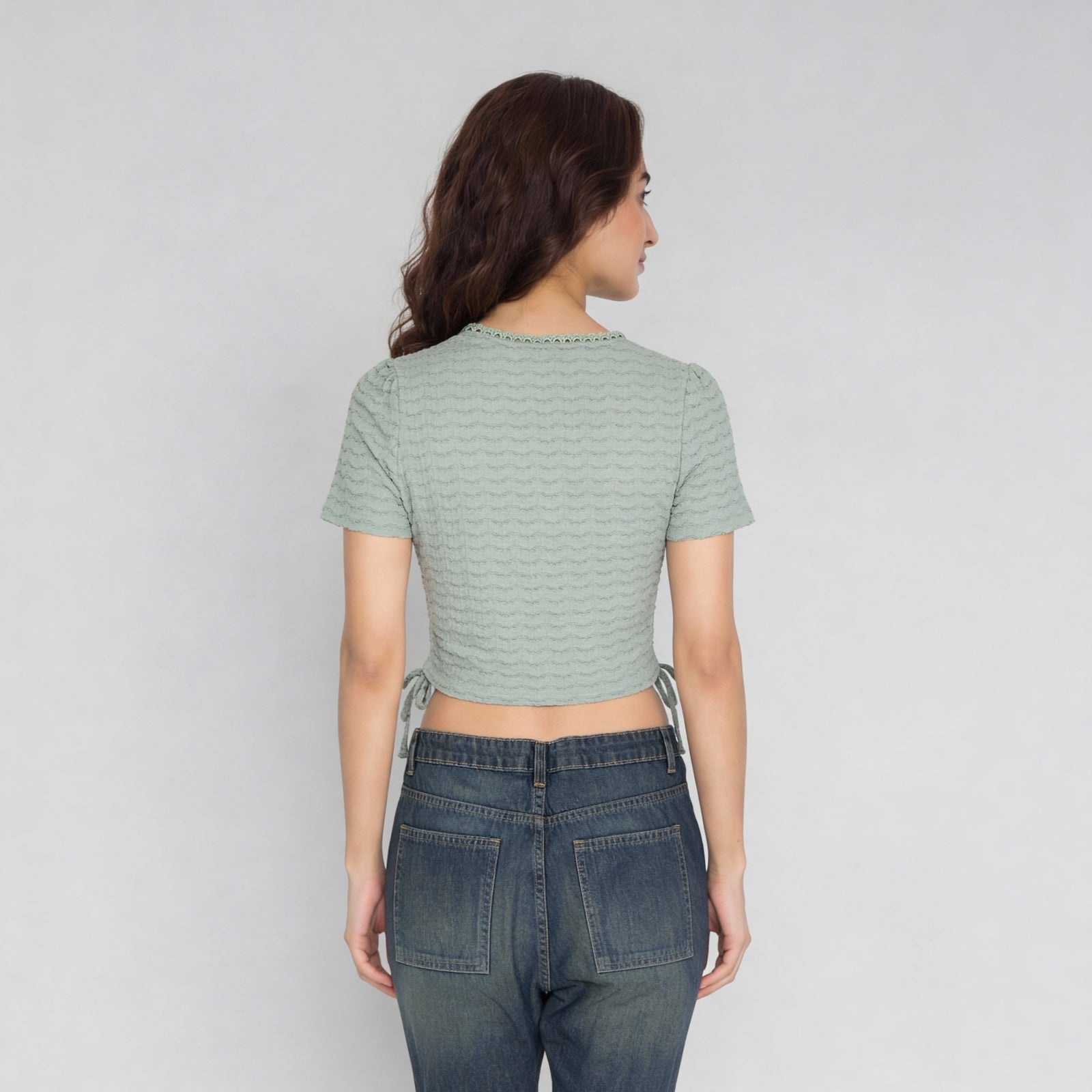 Structured V-Neck Cropped Top