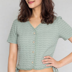 Structured V-Neck Cropped Top