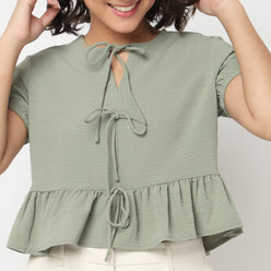 Boxy Fit Top With Bow Detail