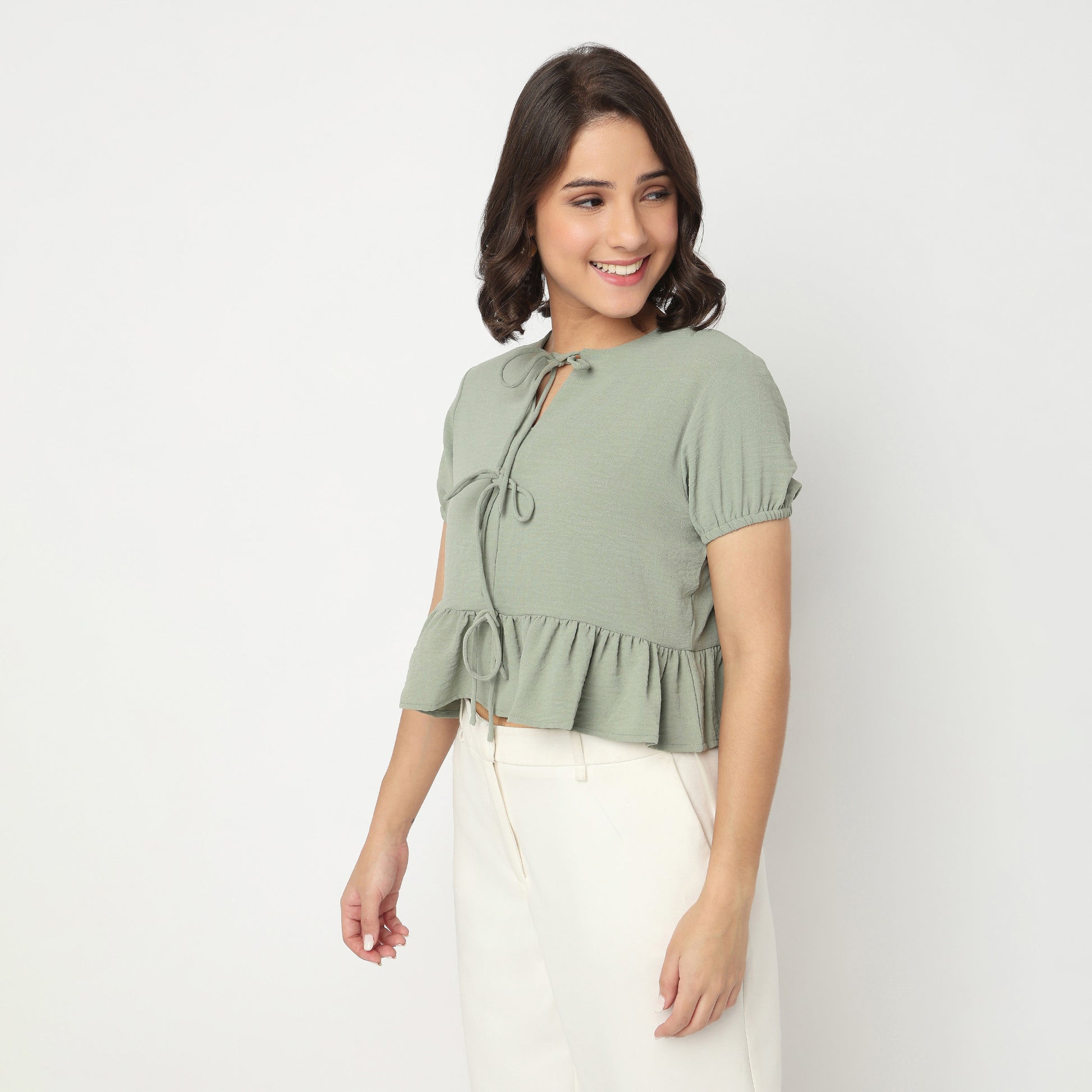 Boxy Fit Top With Bow Detail
