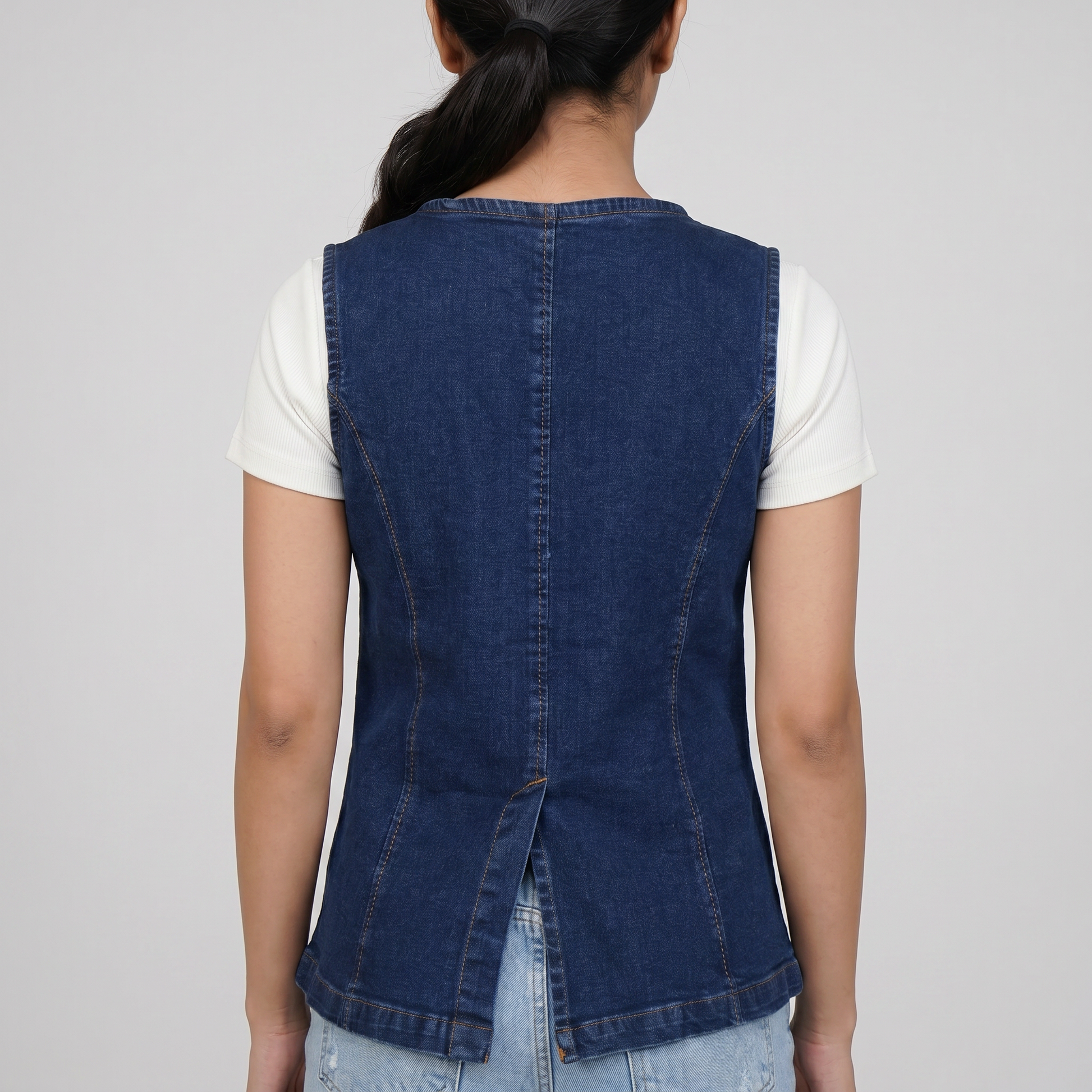 Denim Wiastcoat Look Top