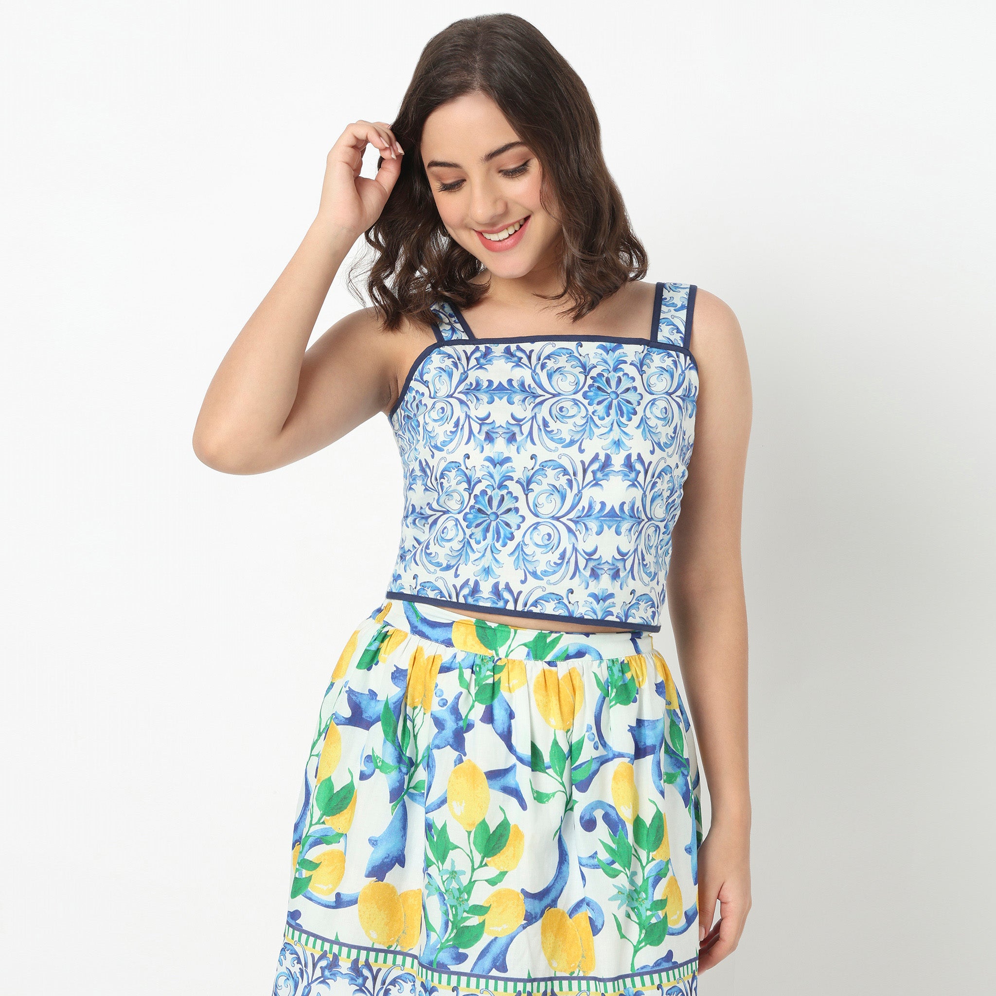 Cotton Tropical Cropped Betty Top