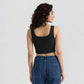 Square Neck Denim Crop Top