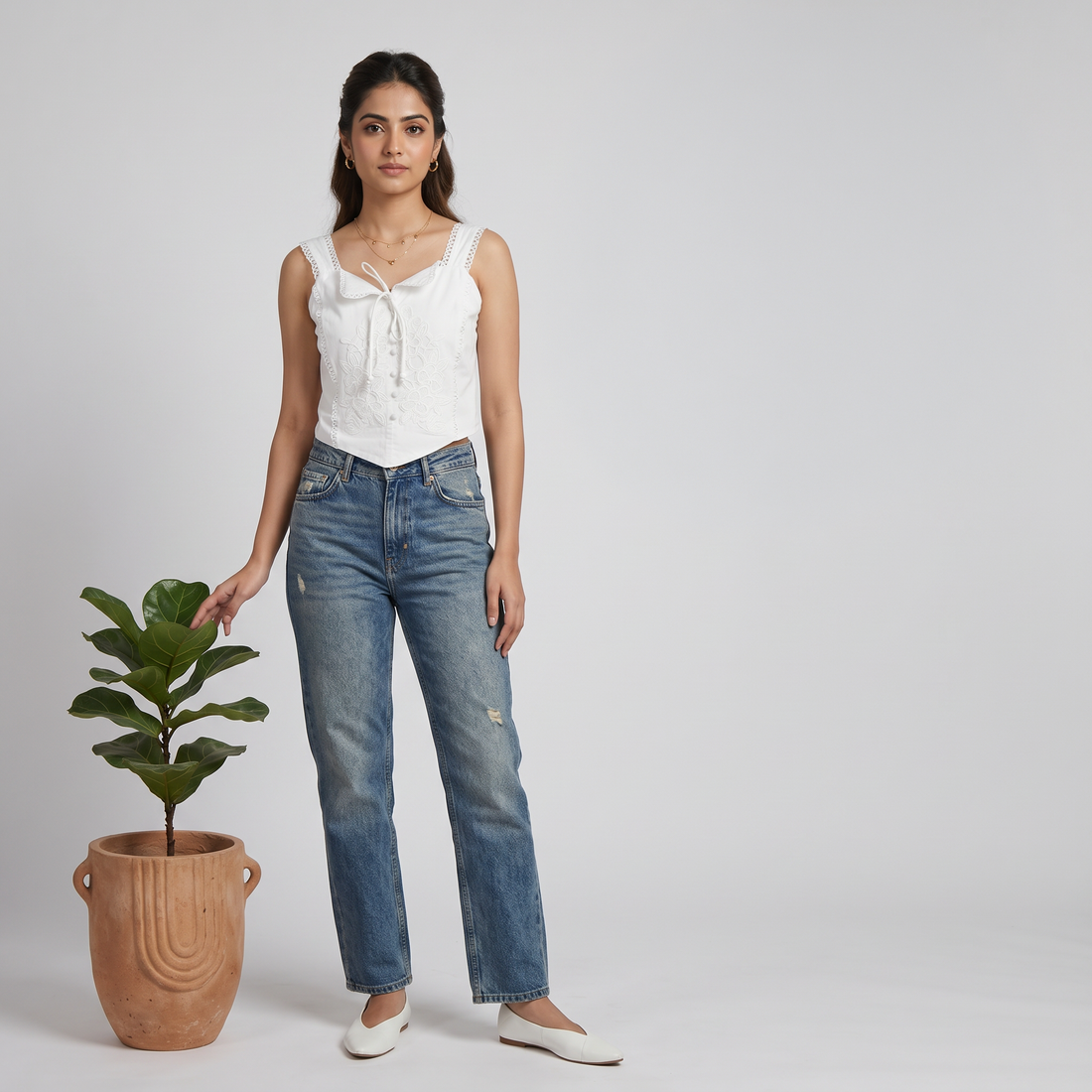 Cotton Embroidered Top