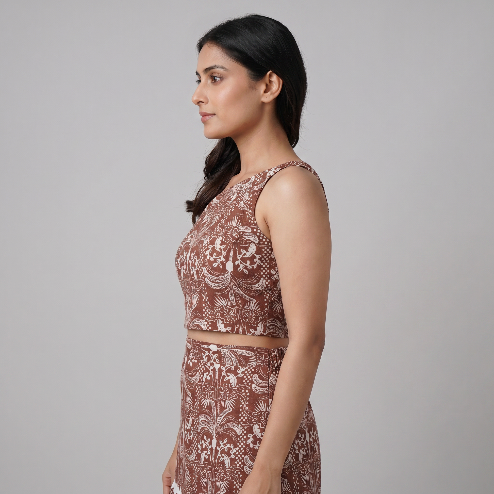 Printed One Shoulder Cropped Top