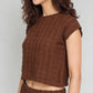 Textured Round Neck Crop Top