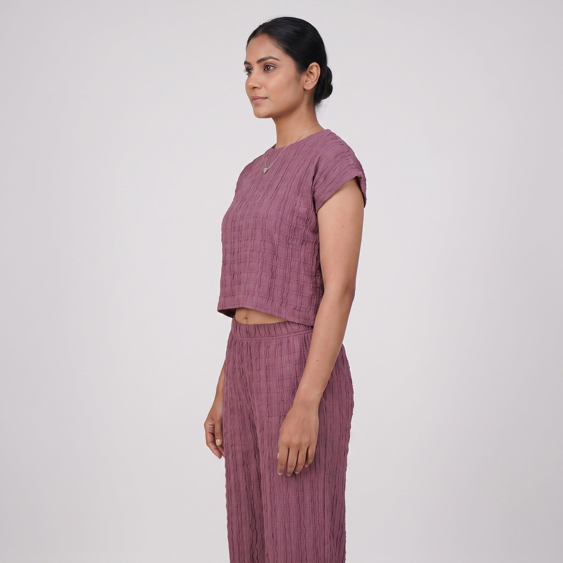 Textured Round Neck Crop Top