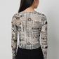 Printed Full Sleeve Cropped Top