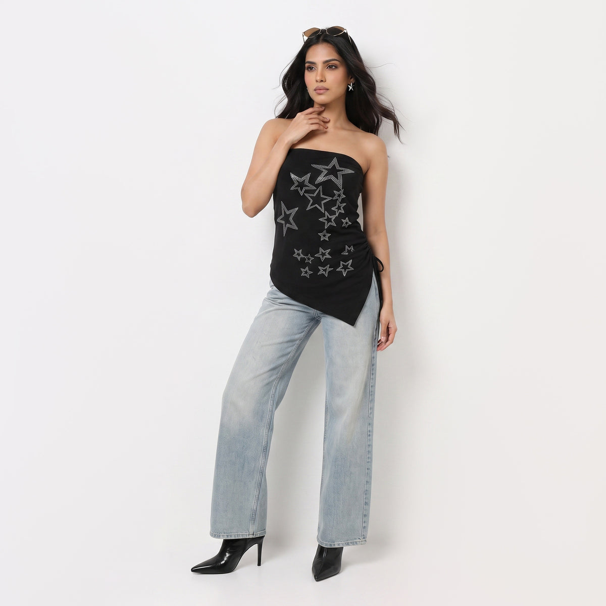 Embellished Off Shoulder Slim Top