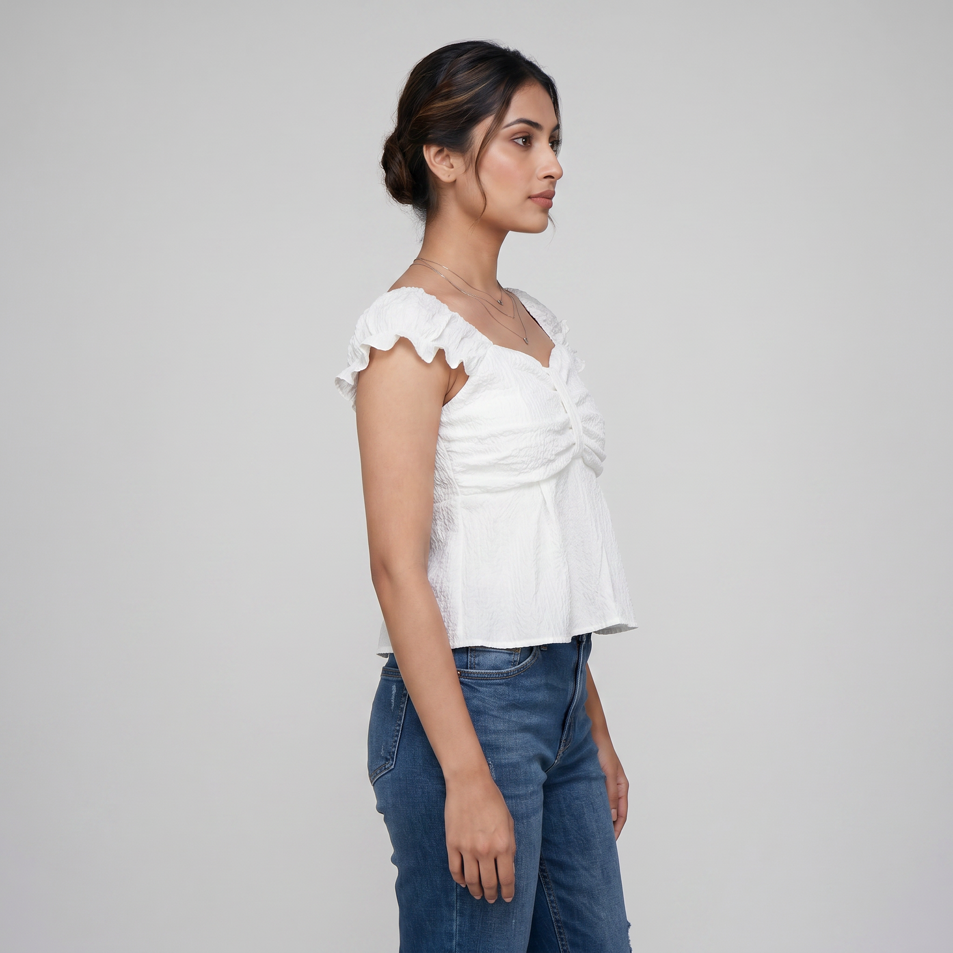 Solid Flared Cropped Top