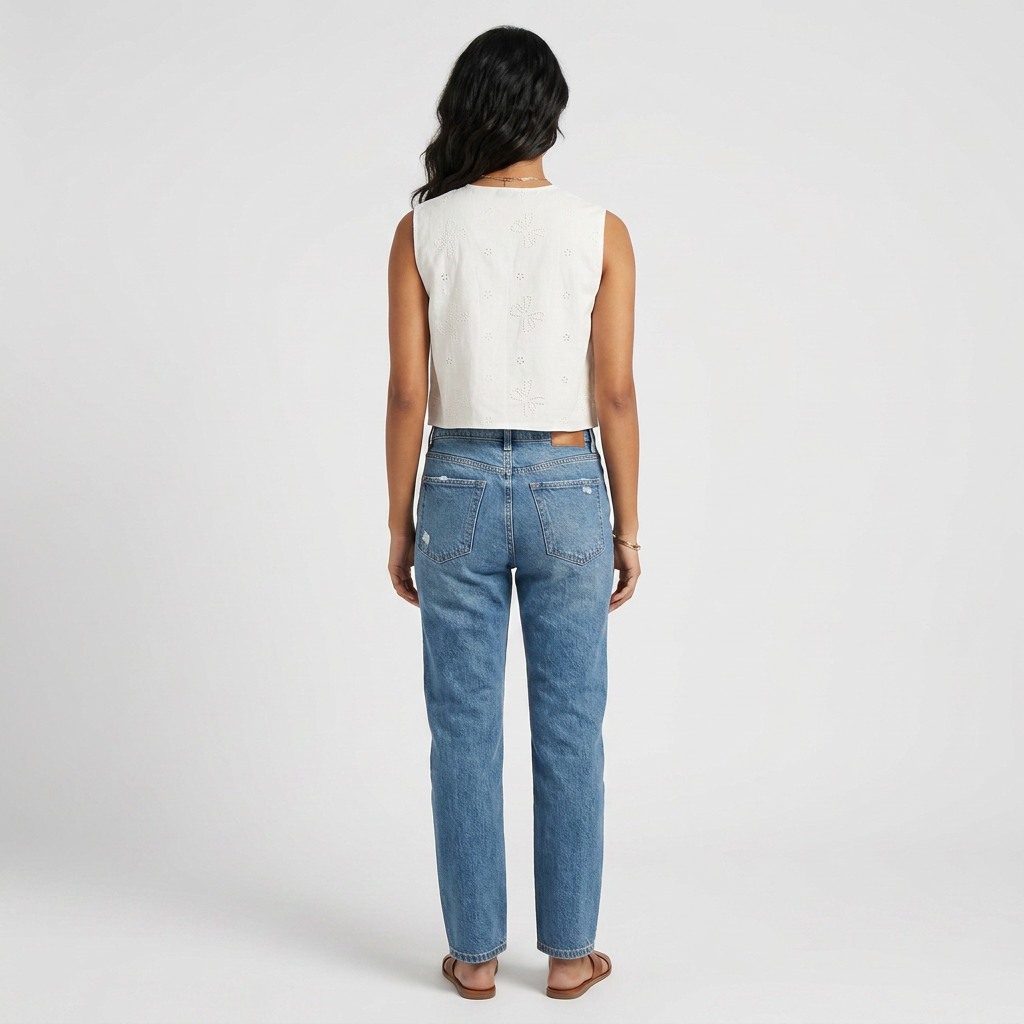 Cotton Solid V-Neck Boxy Top