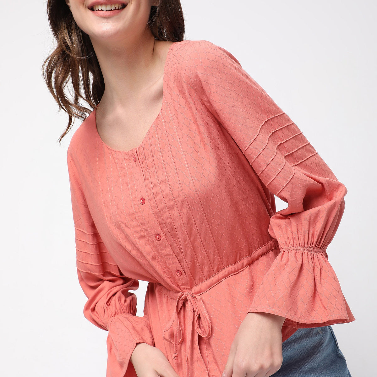 Women Wearing Regular Fit Solid Top