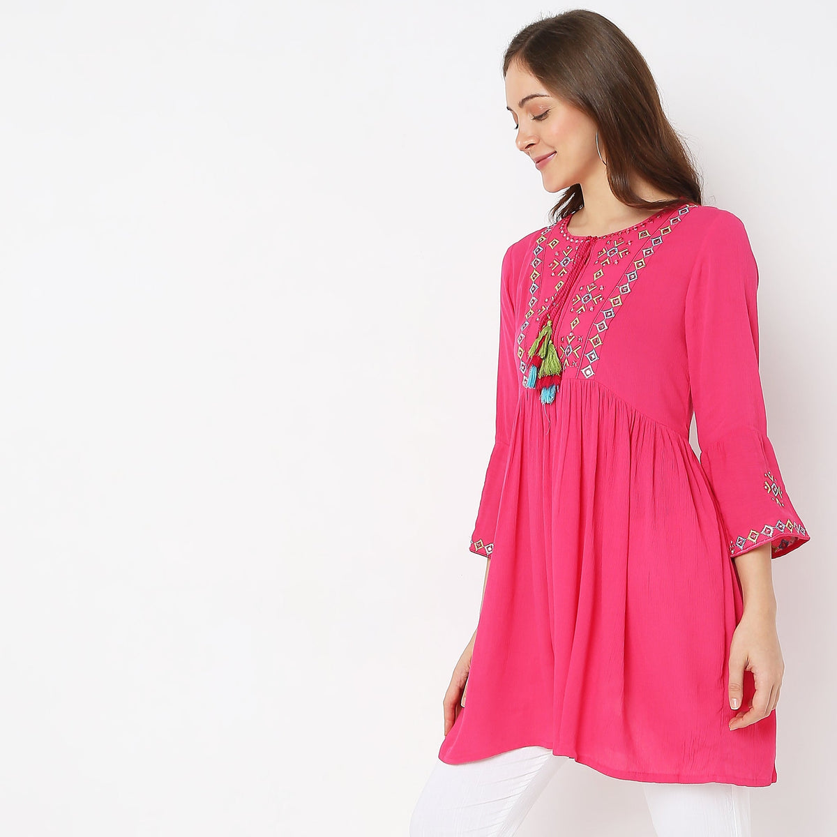 Flare Fit Embroidered Kurta