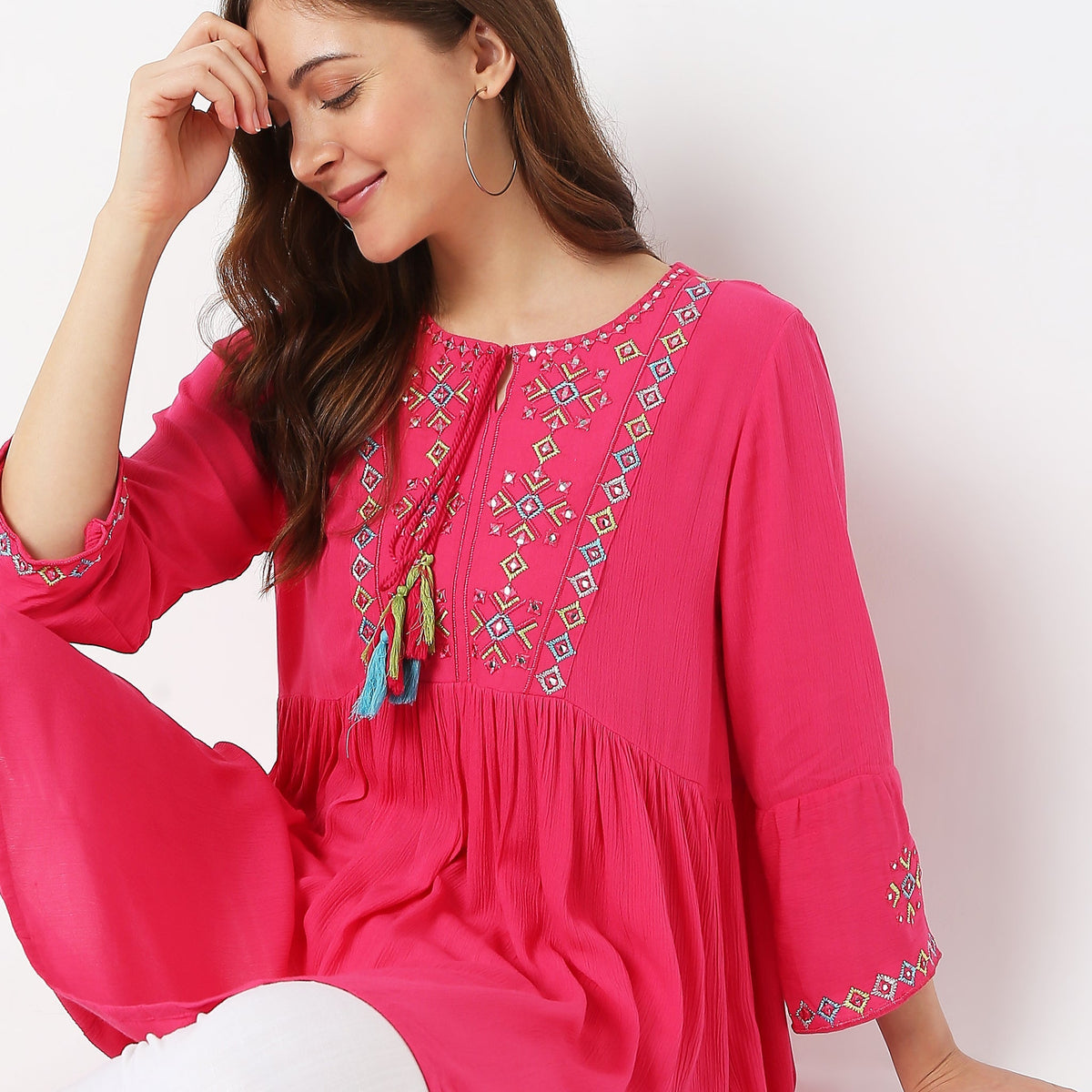 Flare Fit Embroidered Kurta