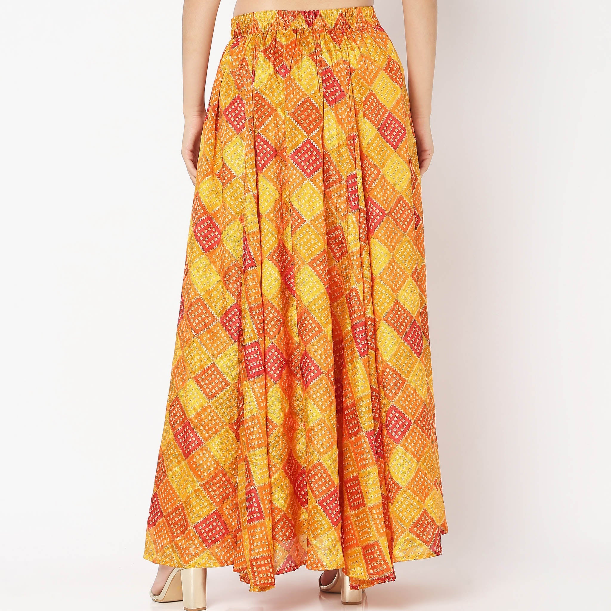 Flare Fit Printed Mid Rise Skirts