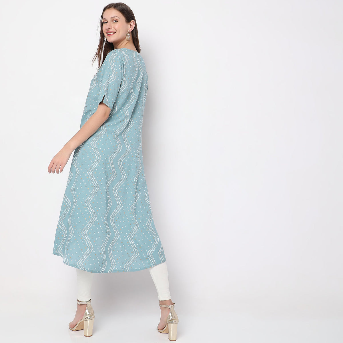 Women Wearing Regular Fit Printed Kurta