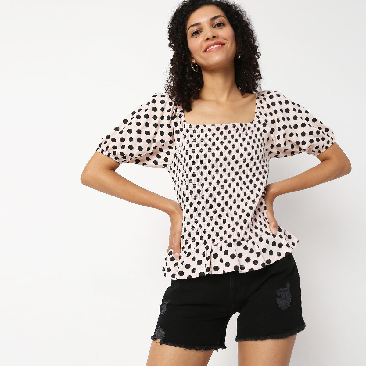 Women Wearing Slim Fit Printed T-Shirt