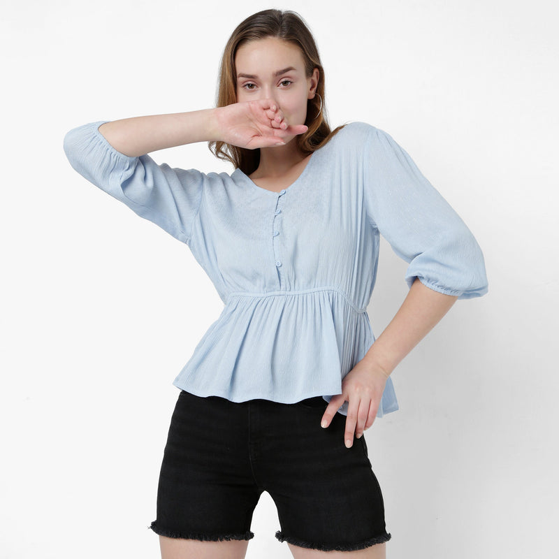 Women Wearing Regular Fit Solid Top