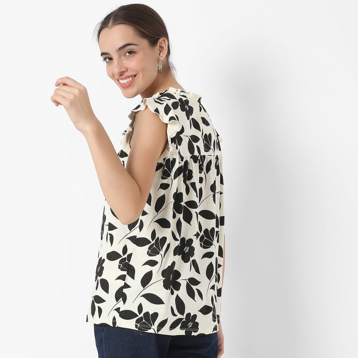 Women Wearing Regular Fit Printed T-Shirt