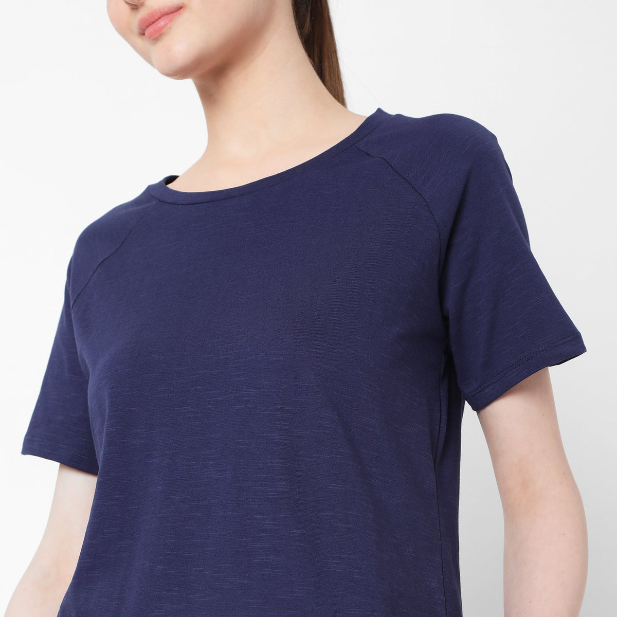 Women Wearing Regular Fit Solid T-Shirt