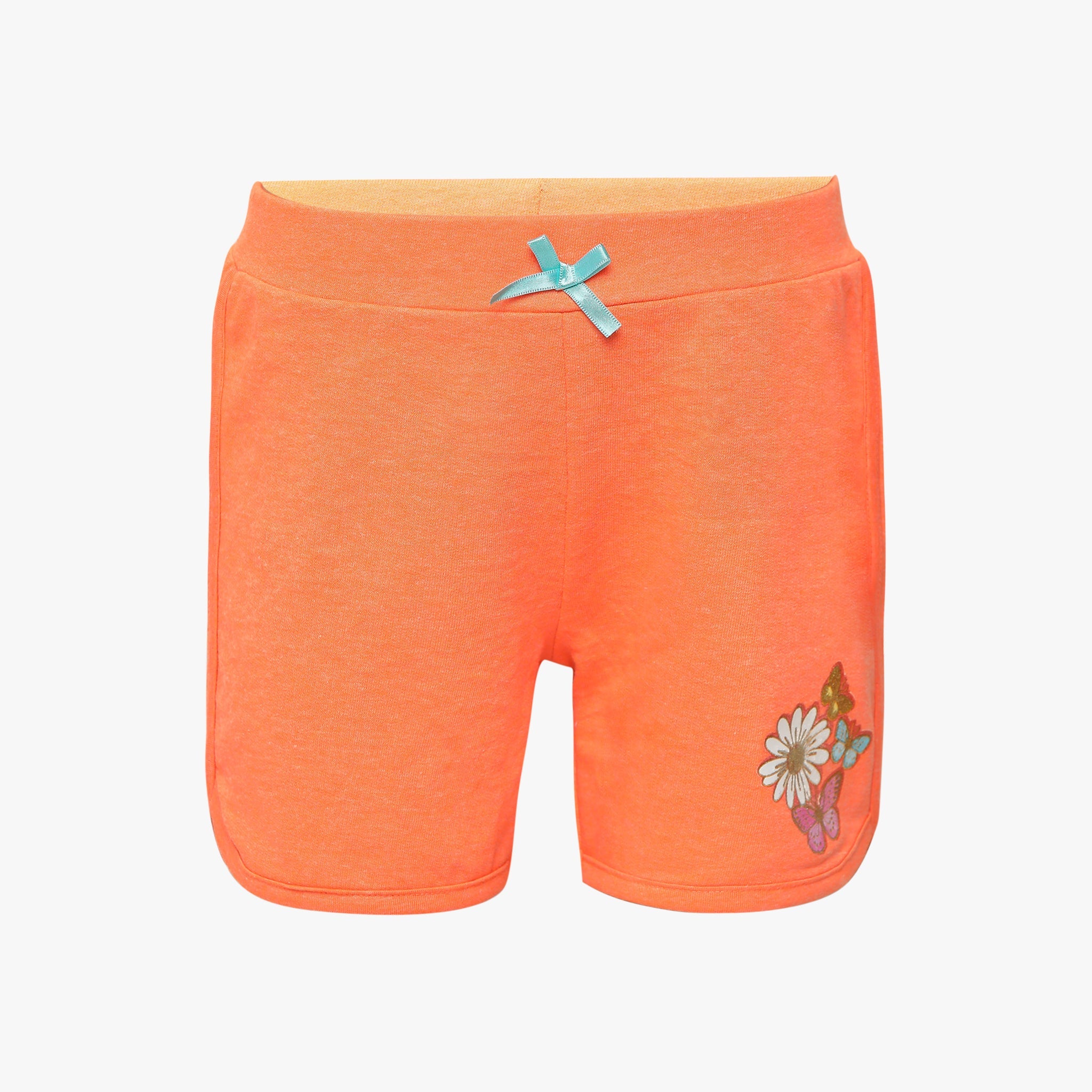 Girl Wearing Girl's Regular Fit Solid Mid Rise Short
