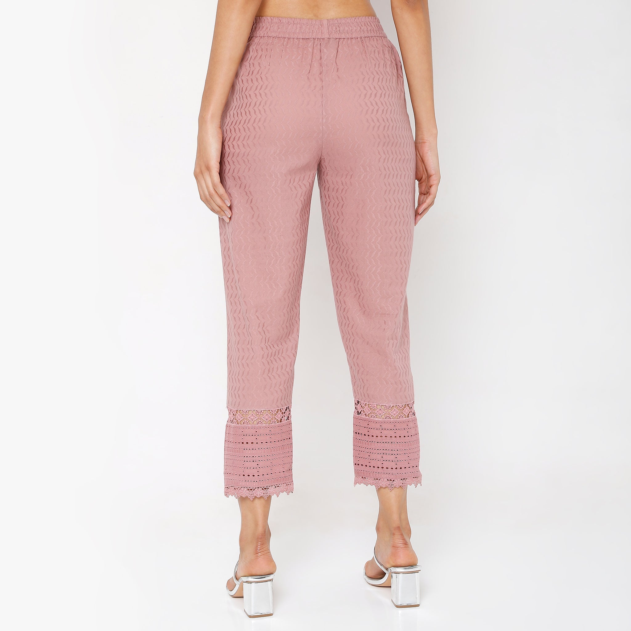Women Wearing Regular Fit Embroidered Pant