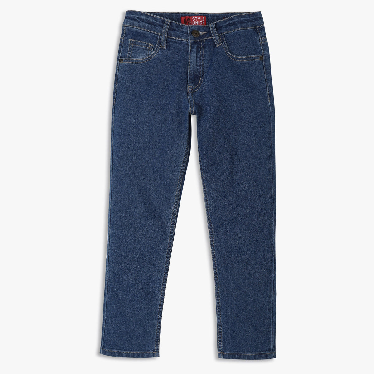 Boy Wearing Boy's Regular Fit Solid Mid Rise Jean