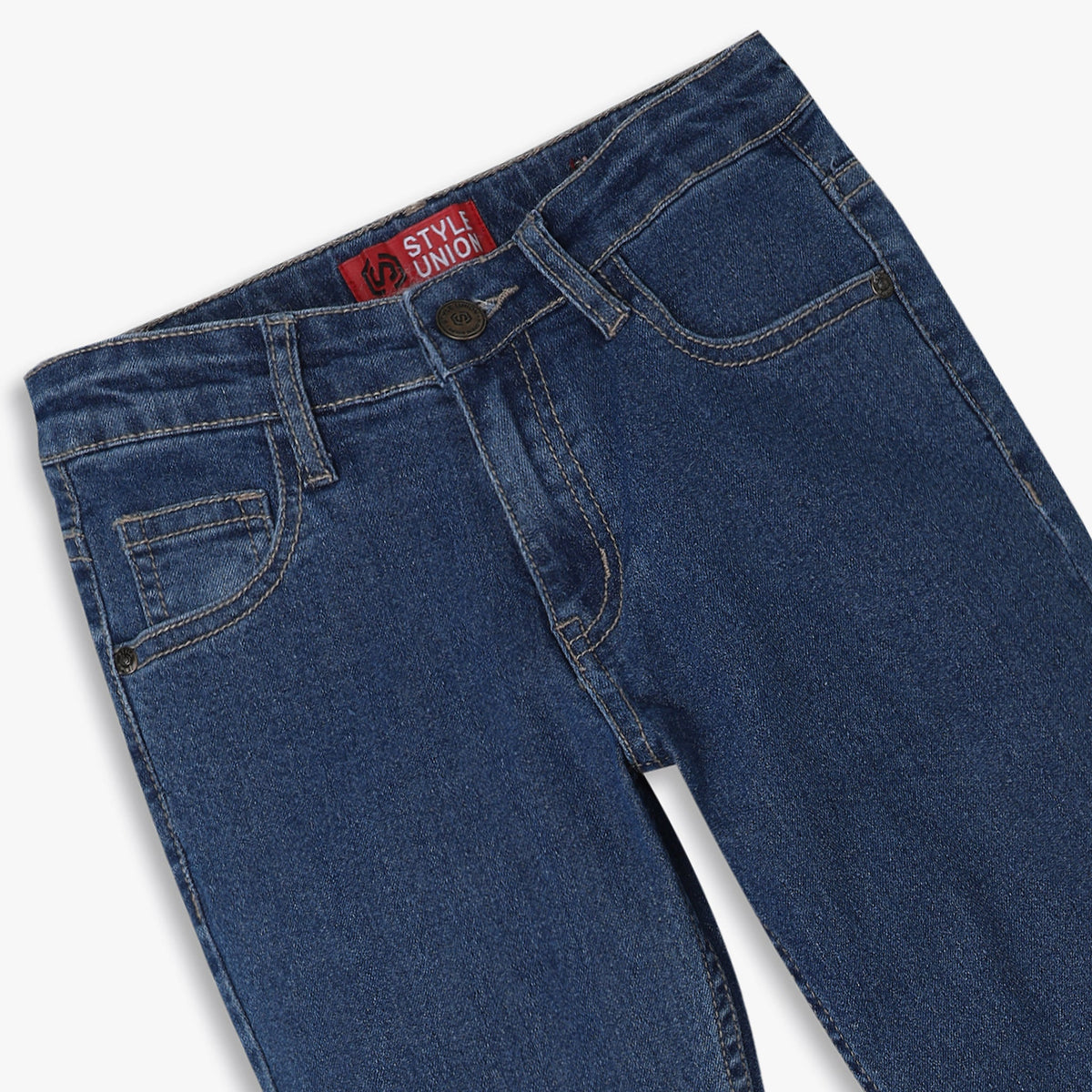 Boy Wearing Boy's Regular Fit Solid Mid Rise Jean