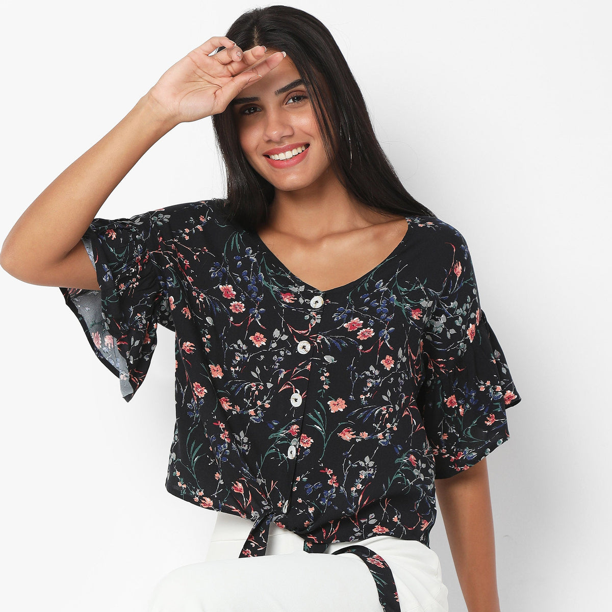 Women Wearing Regular Fit Printed Top