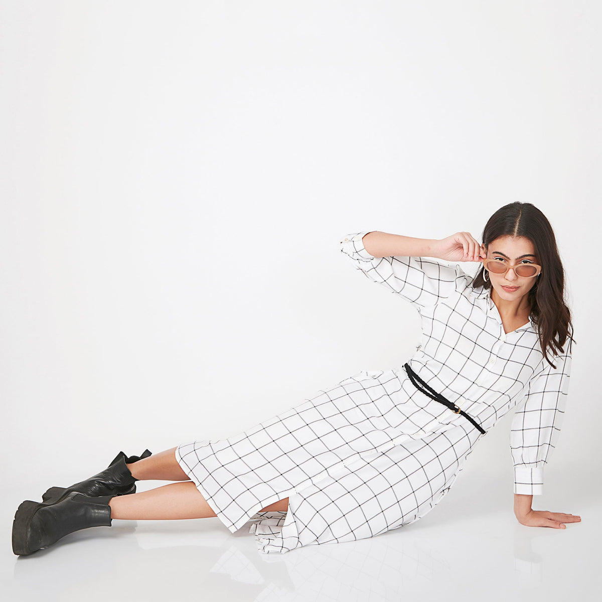 Women Wearing Regular Fit Checkered Dress