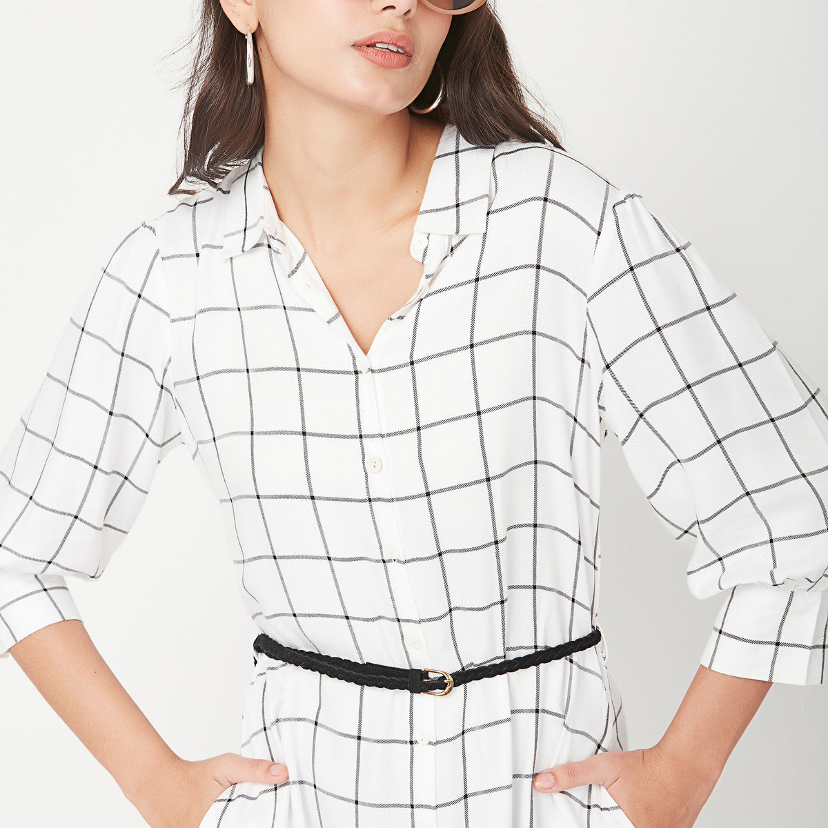 Women Wearing Regular Fit Checkered Dress