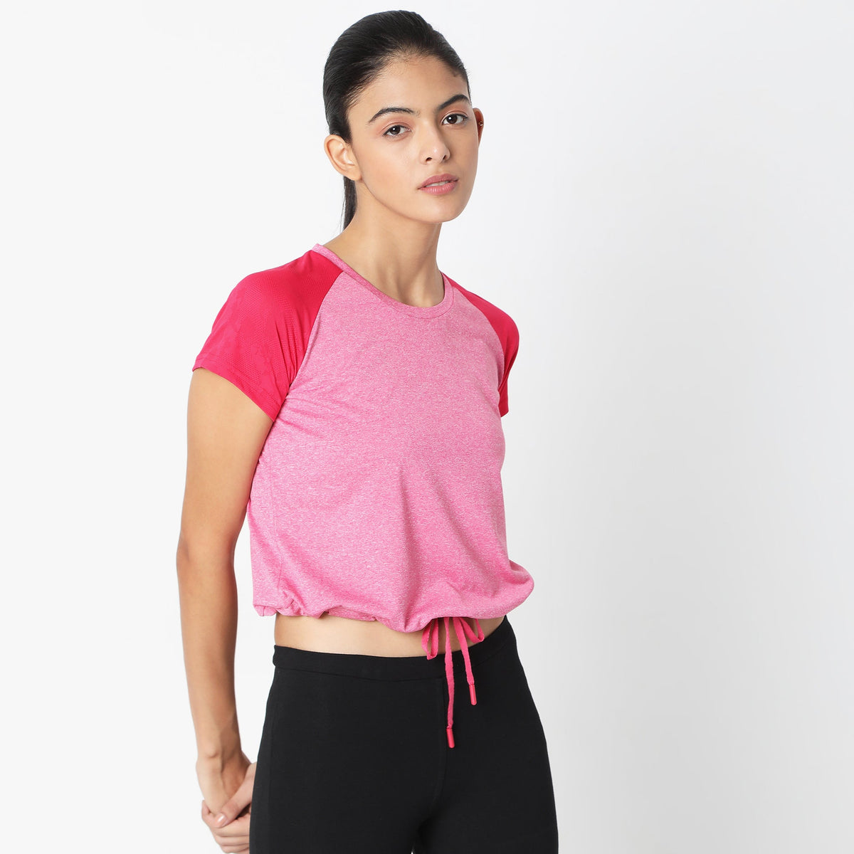 Women Wearing Regular Fit Solid T-Shirt