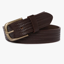 Men Wearing Genuine Leather Brown Belts