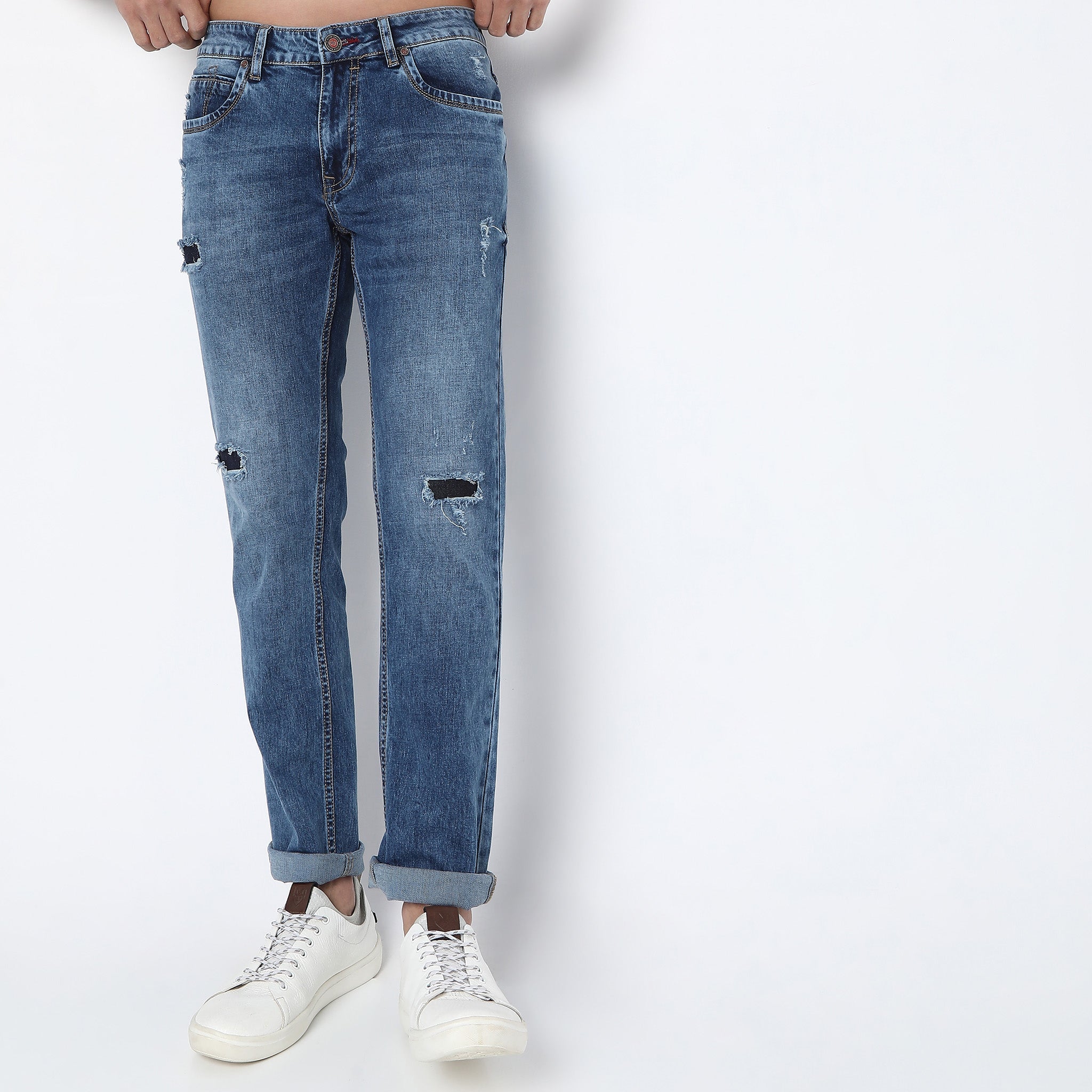 Slim Fit Solid Low Rise Jeans