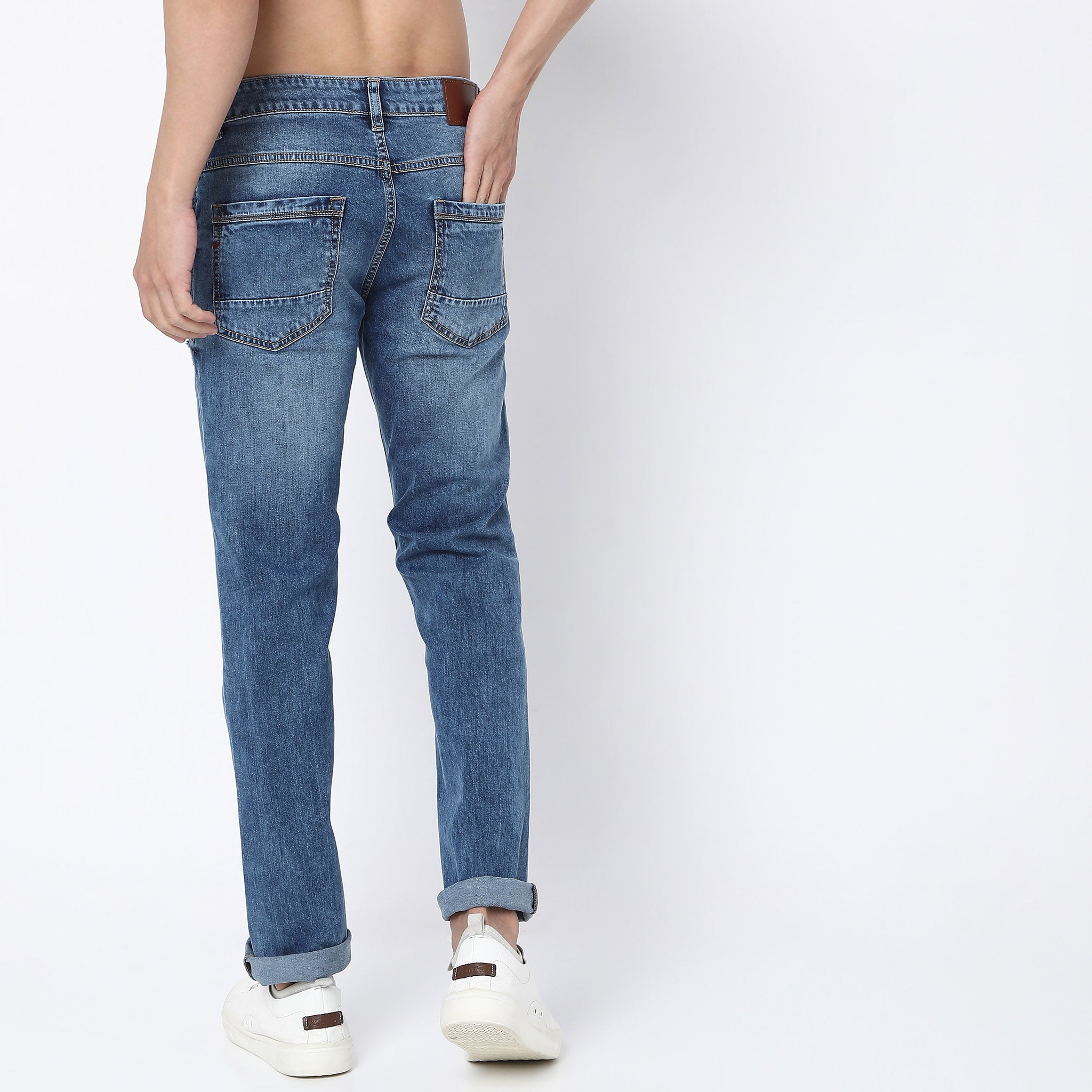 Slim Fit Solid Low Rise Jeans