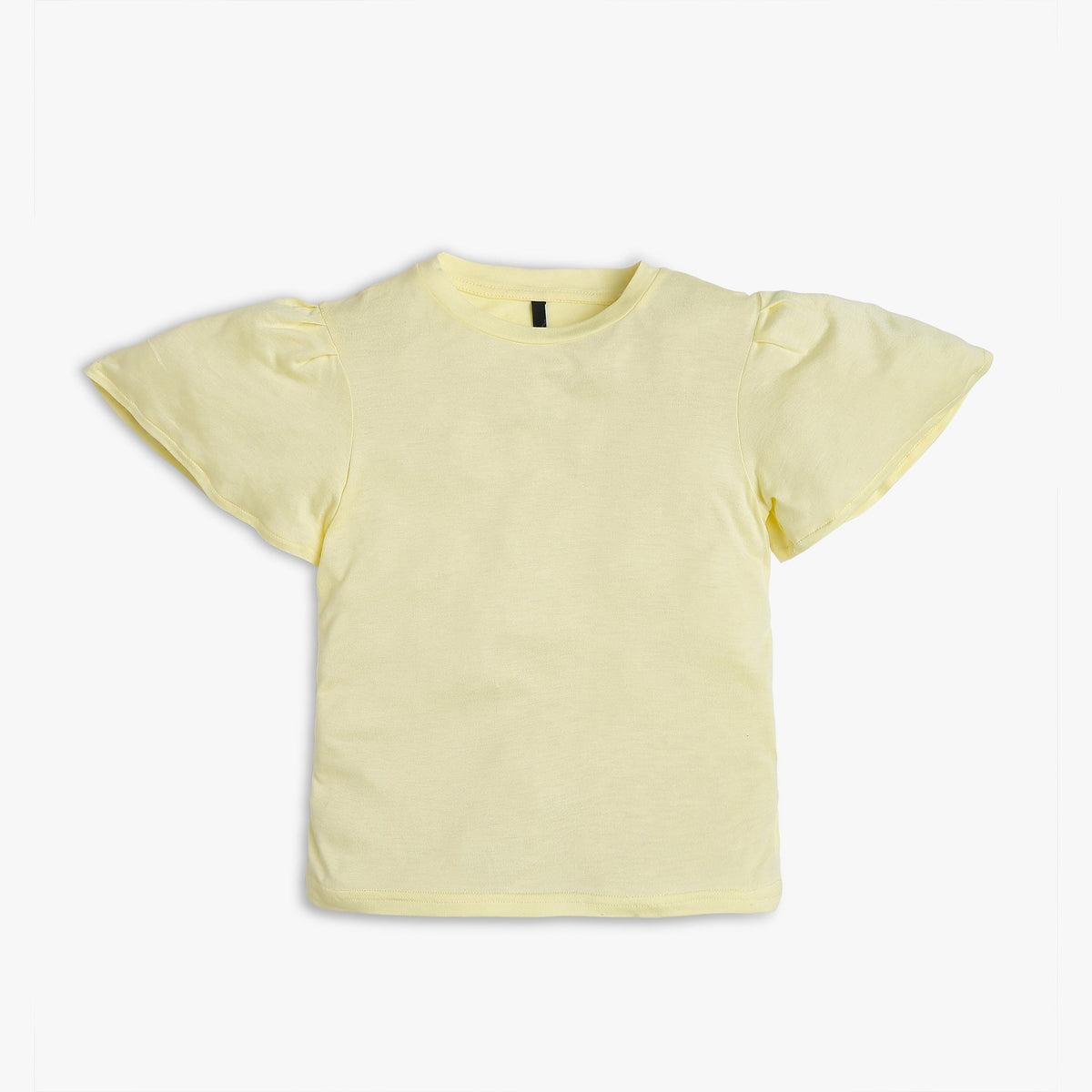 Girl Wearing Girl's Regular Fit Solid T-Shirt