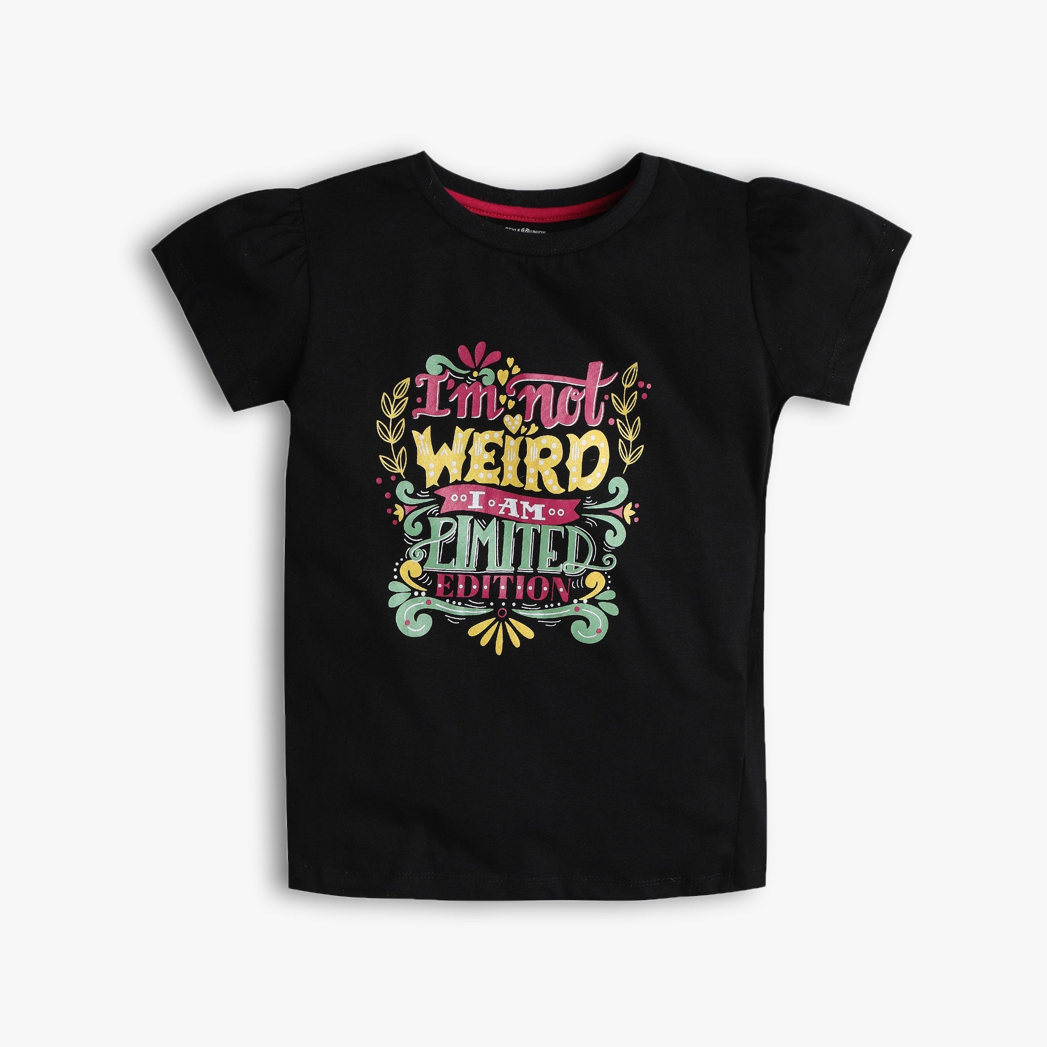 Girl Wearing Girl's Regular Fit Graphic T-Shirt