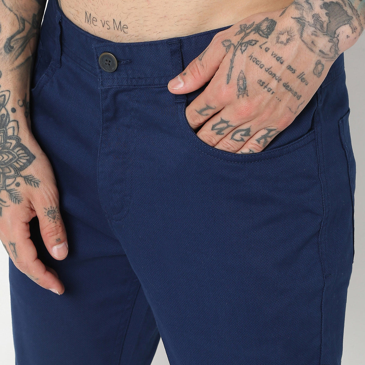 Regular Fit Solid Mid Rise Trousers