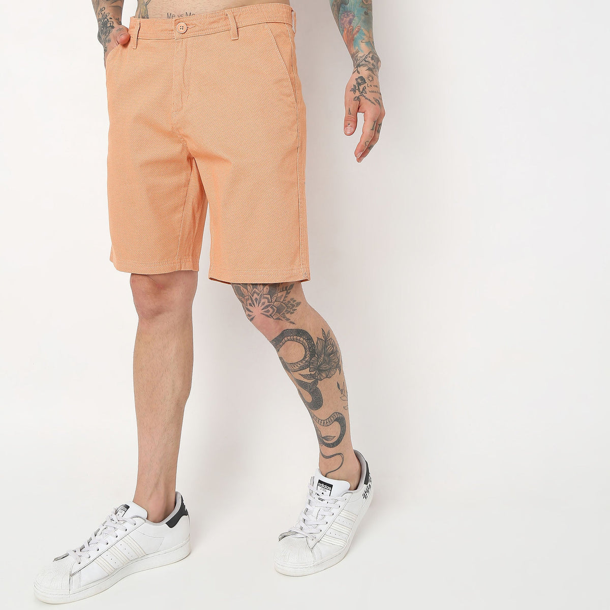 Regular Fit Solid Mid Rise Shorts